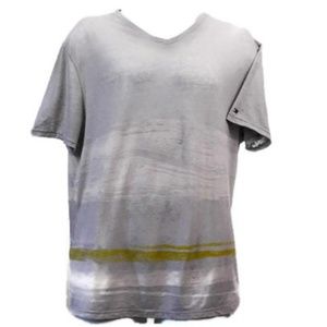 Tommy Hilfiger Gray Multicolor V-neck Men's T-shirt with Logos
